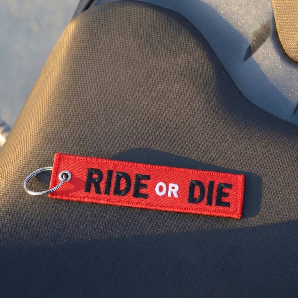 Embroidered Motorcycle Key Tag