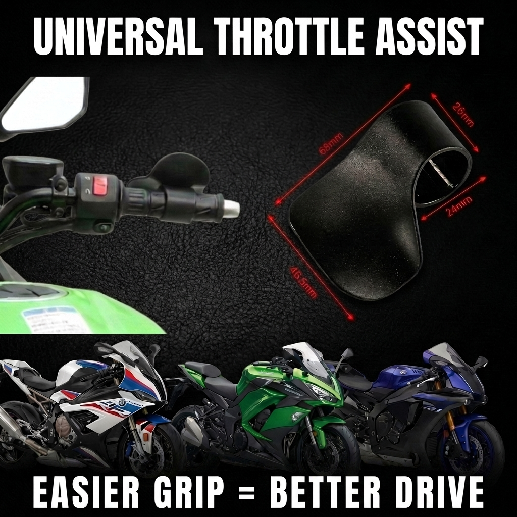 universal motorcycle throttle assist installed on sportbike grip