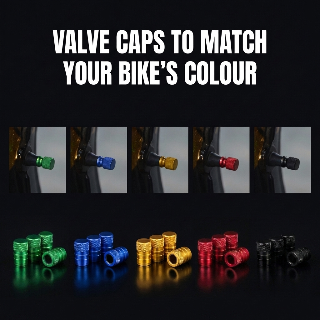 CNC aluminum motorcycle tire valve caps with knurled anodized finish